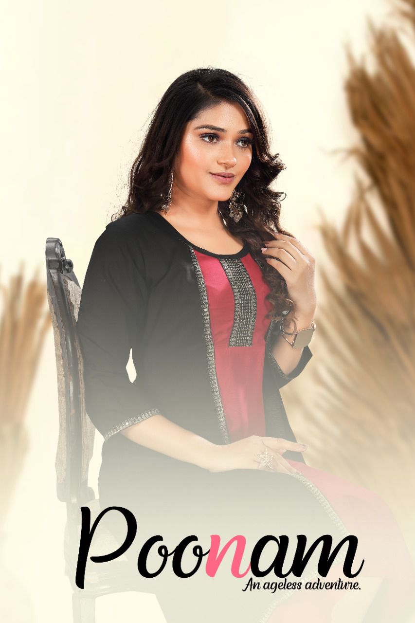 Golden Poonam 1 Regular Wear Rayon Kurti With Jacket Collection